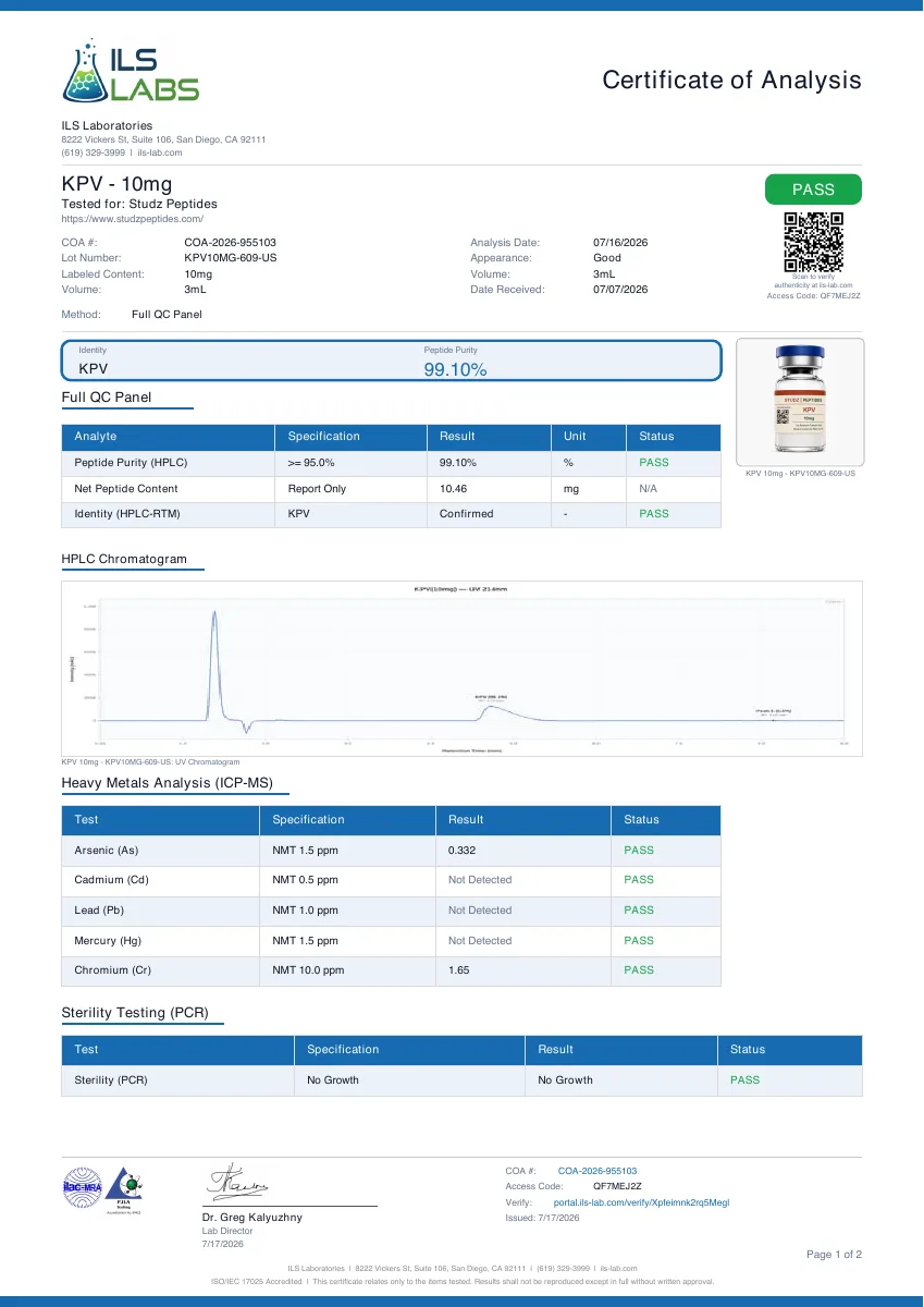 ILS Labs certificate preview for KPV